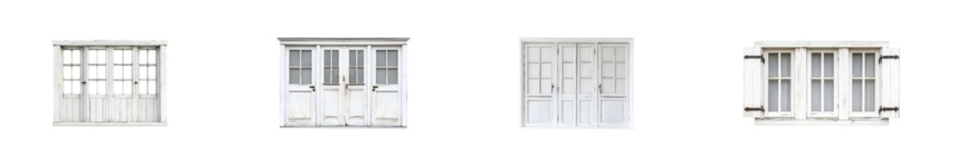 Obraz premium Set of symmetrical facade sections of a building isolated on transparent background
