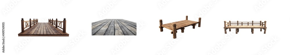 Poster different wooden structures in a digital display. isolated on transparent background