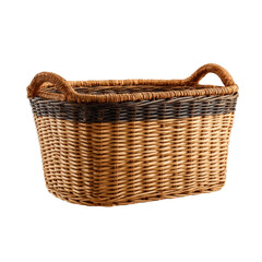 Stylish Woven Storage Basket with Handles on a white background.