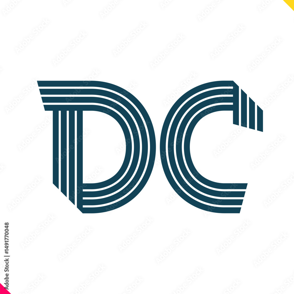Fototapete parallel line monogram initial logo logo letter d and c