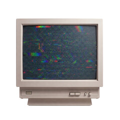 CRT monitor with static glitch screen