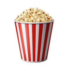 Striped popcorn bucket filled with popcorn © PNG Lab