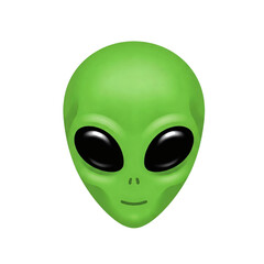 Green alien head with black oval eyes