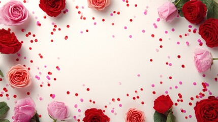 Romantic floral arrangement with confetti