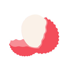 Red Lychee Fruit Slice Pixel Art