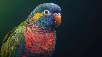 Close-up portrait of a vibrant colorful parrot.