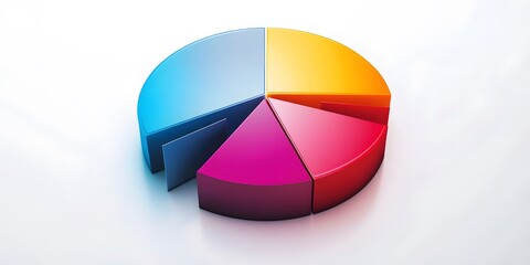 Obraz premium Colorful pie chart illustrating data segments.