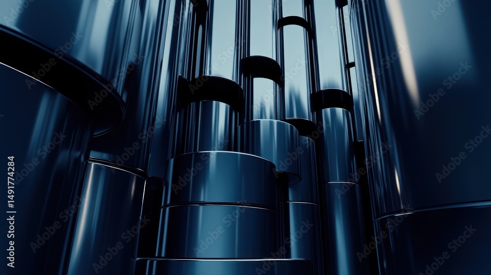 Poster dimensional metallic composition: a study in reflection and form
