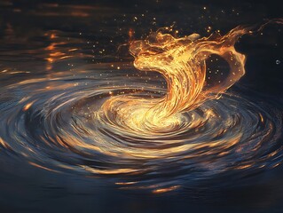 An artistic representation of glowing waves and ripples in a quantum interference pattern.