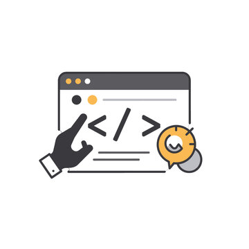 Hand Interacting With Webpage Code Illustration