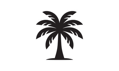 Palm tree vector illustration logo silhouette palm icon beach sunset white background 
