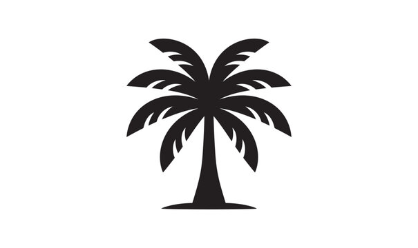 Palm tree vector illustration logo silhouette palm icon beach sunset white background 