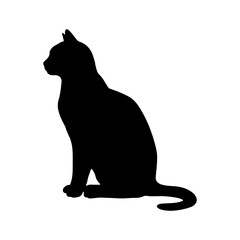 Cat sitting silhouette side vector flat illustration design. © Techzaka
