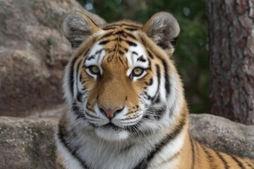 Fototapeta premium Tiger Resting Portrait in Natural Habitat Outdoors