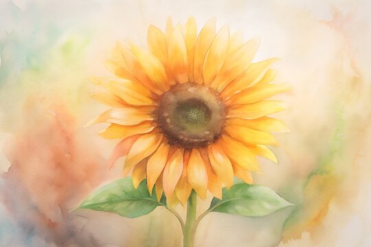 Watercolour Sunflower in Autumn Tones