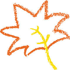 Crayon autumn orange leaf icon. Perfect for children, kindergarten or back to school themes. Bright and playful design ideal for seasonal educational materials. Vector illustration