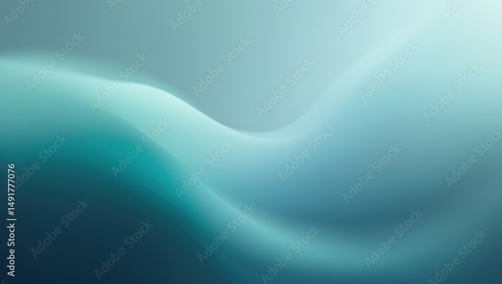 Poster abstract flowing gradient in teal and light blue creating a smooth and calming background, ideal for