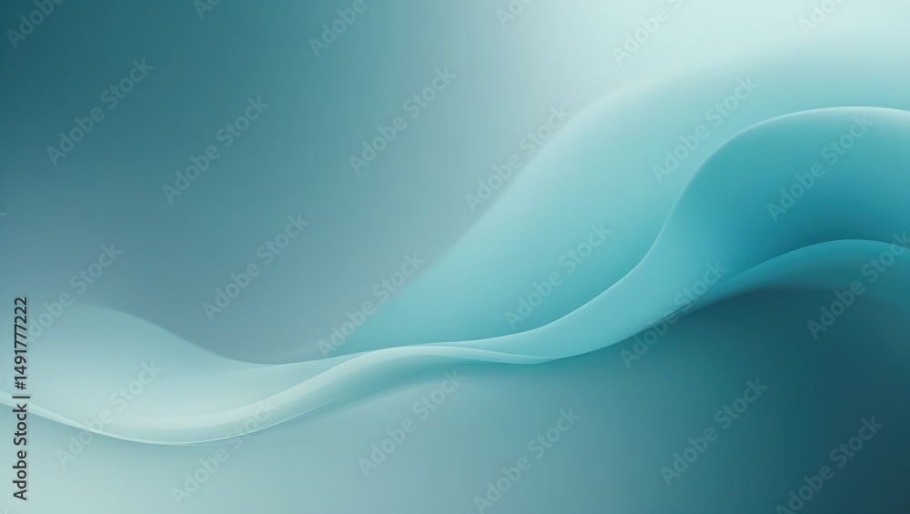 Poster abstract teal waves flowing smoothly, creating a modern and elegant background for presentations and