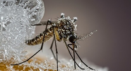 Mosquito ice winter frost insect macro nature cold frozen detail arthropod wildlife close up animal 99