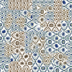 seamless pattern with blue flowers