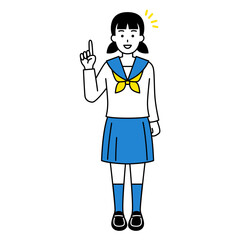 アイデアをひらめく女子学生（全身）