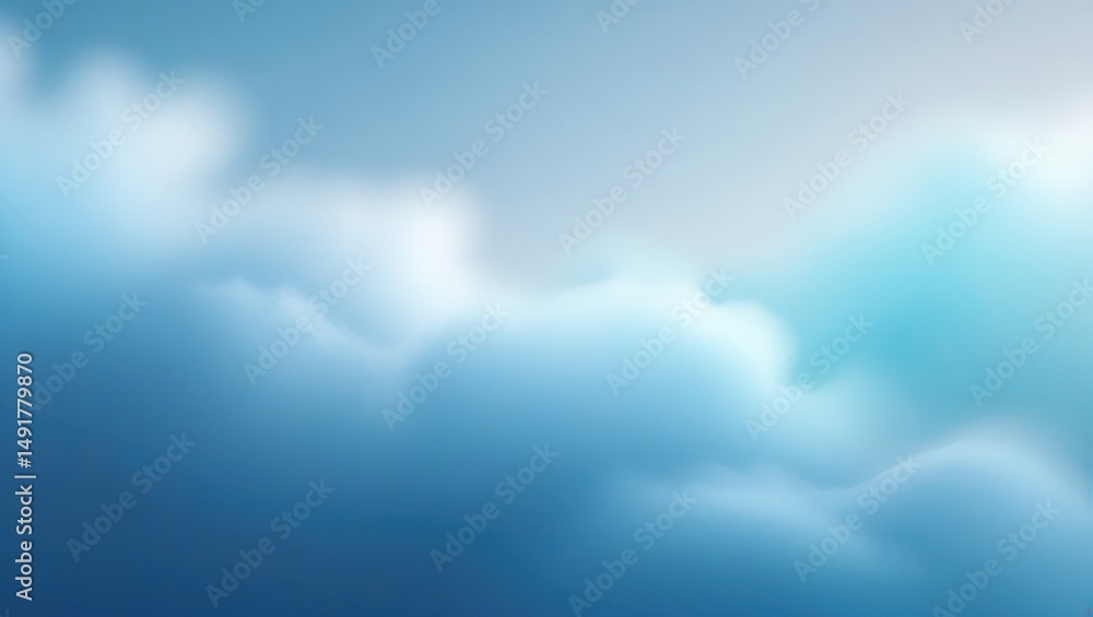 Poster abstract blue and white dreamy background with soft clouds, creating a serene and calming atmosphere