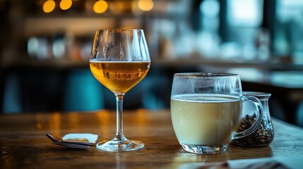 Relaxing Evening with a Glass of Wine and Tea