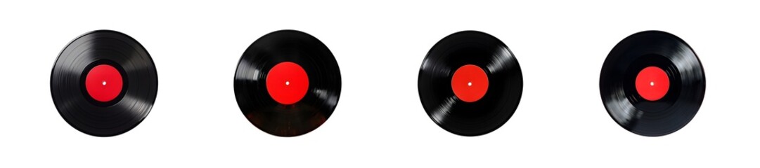 Fototapeta premium set of vintage vinyl records on a transparent background.
