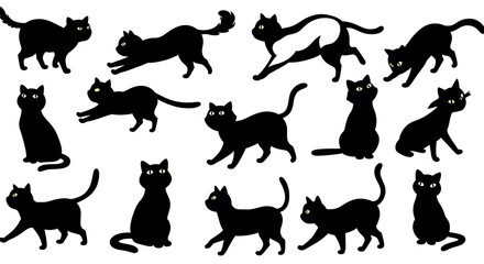 Feline Frolics: A Silhouetted Symphony AI Generated
