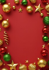 Red Holiday Sparkle: 3D Festive Ornament Frame