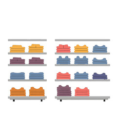 Colorful Clothing Display On Shelves In A Store