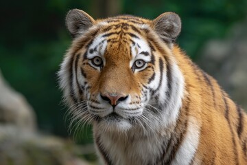 Obraz premium Tiger Looking Straight Ahead in Natural Habitat