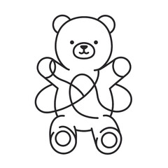 Obraz premium Outlined Cute Cartoon Bear Toy