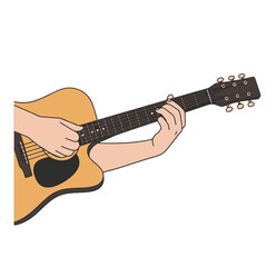 Hand Playing Acoustic Guitar Illustration