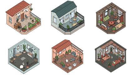 Isometric Home Room Scenes