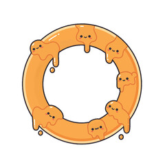Obraz premium Cute Pixel Art Donut Frame With Dripping Syrup
