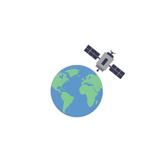 Fototapeta premium Pixel Art Satellite Orbiting Earth
