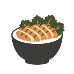 Simple Illustration Of Japanese Teriyaki Chicken Rice Bowl