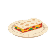 Simple Illustration Of A Cheese And Tomato Sandwich On A Plate