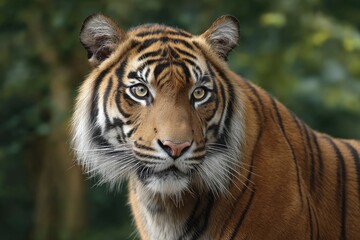 Tiger Portrait Headshot Looking Forward in Natural Setting