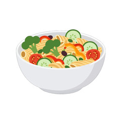 Colorful Pasta Salad In White Bowl