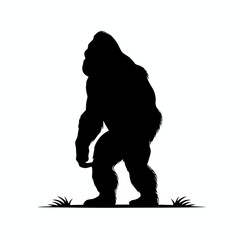 Gorilla animal silhouette in wild nature vector illustration