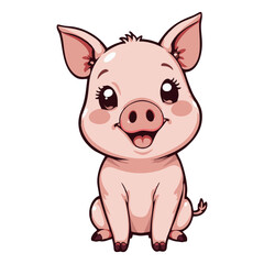 Cute Pig Drawing – Playful Farm Character - Pig Vector – Stylized Domestic Animal Design