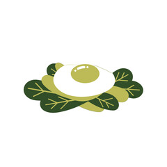 Fried Egg On Green Leaves Illustration