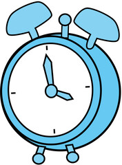 Animated alarm clock object. Traditional twin bell timepiece. Full sized flat item HD video footage with alpha channel. Color cartoon style illustration for motion graphic design and animation