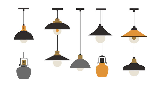 Industrial ceiling lamp vector pack