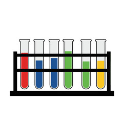 Colorful Test Tubes In Rack For Science Experiment