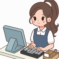 vector illustration of a cashier
