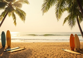 Fototapeta premium Golden Hour Surf Dreams