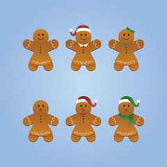 Set of cartoon gingerbread women